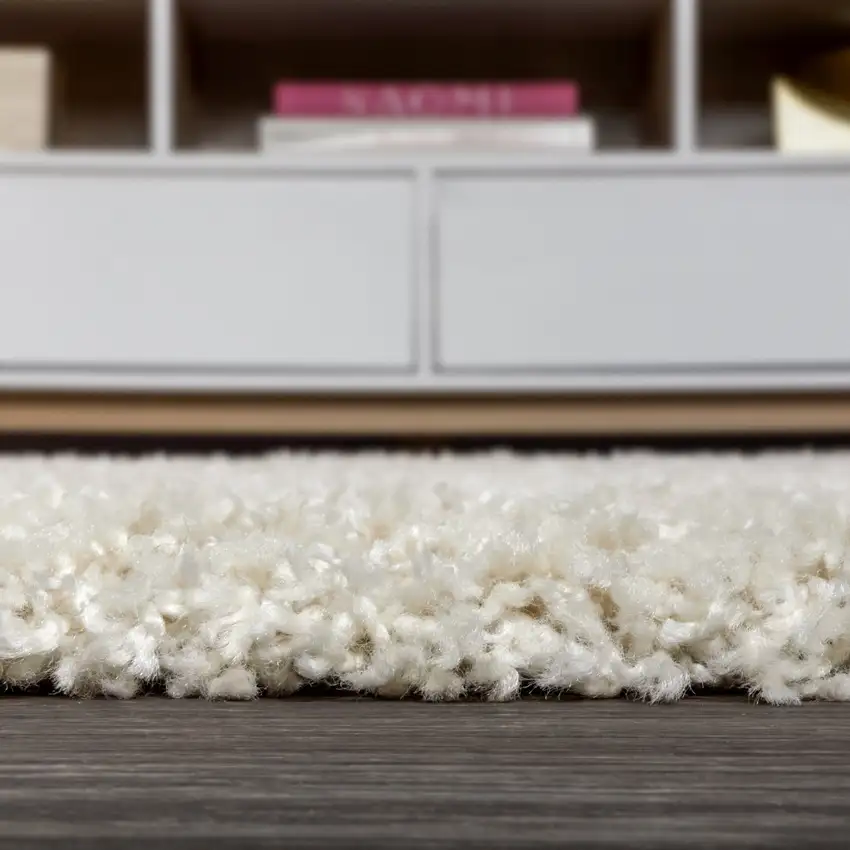 8' Cream Runner Rug With Fringe Photo 2