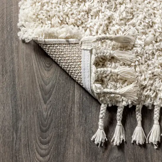 8' Cream Runner Rug With Fringe Photo 8