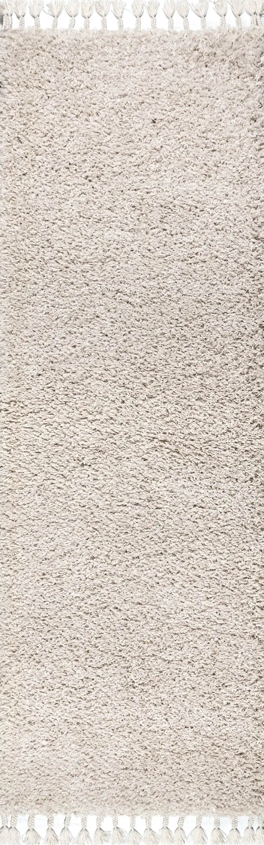 8' Cream Runner Rug With Fringe Photo 5