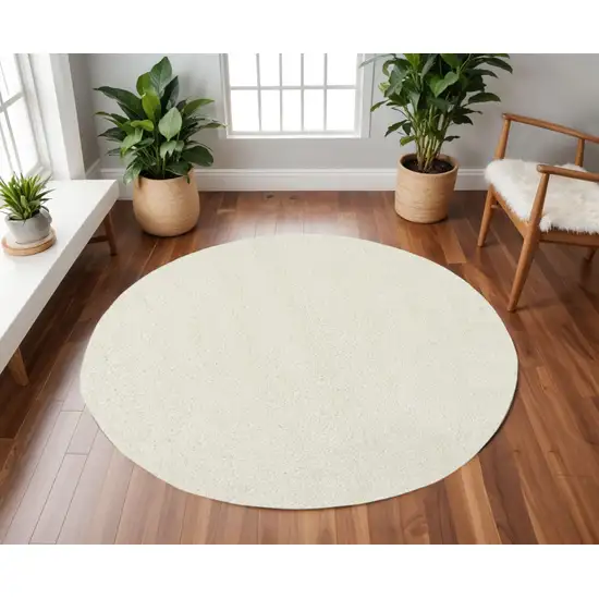 7' Cream Shag Non Skid Round Rug Photo 1