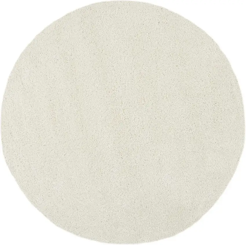 7' Cream Shag Non Skid Round Rug Photo 2