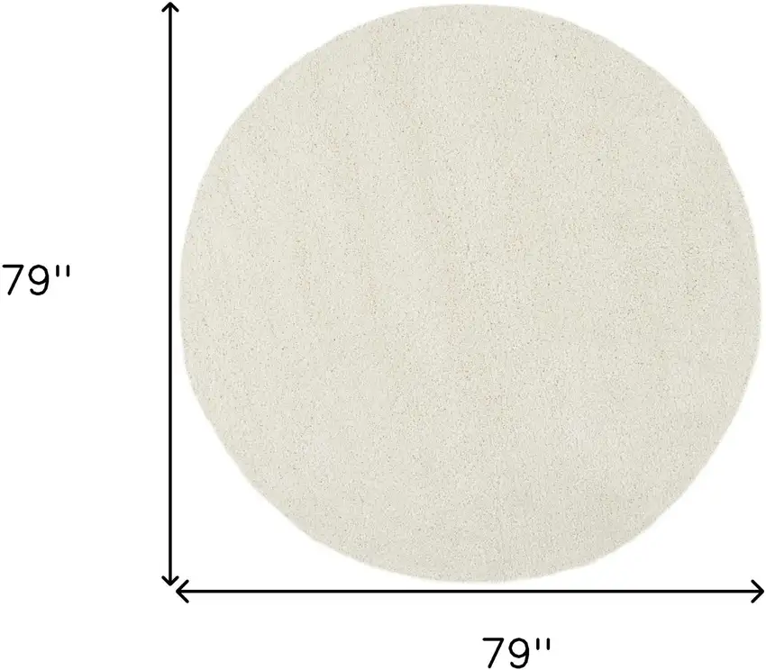 7' Cream Shag Non Skid Round Rug Photo 3