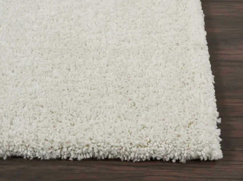 10' Cream Shag Non Skid Runner Rug Photo 6
