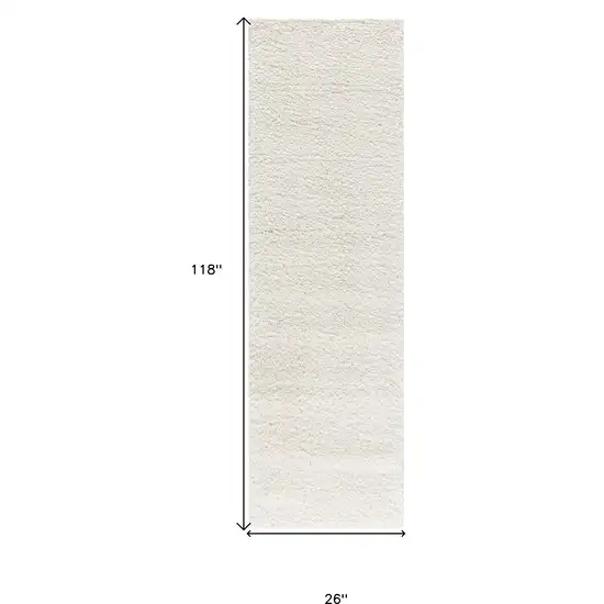 10' Cream Shag Non Skid Runner Rug Photo 3