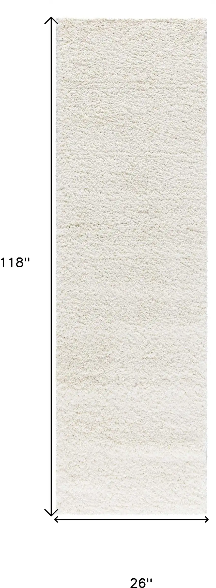 10' Cream Shag Non Skid Runner Rug Photo 3