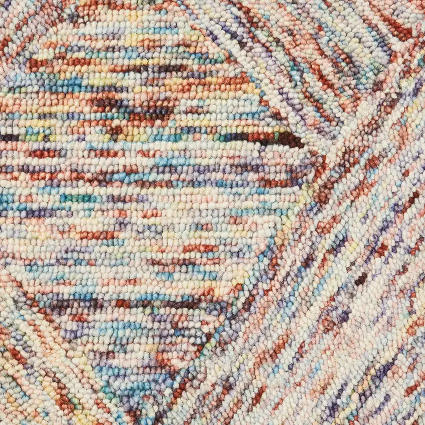 8' Cream Wool Geometric Runner Rug Photo 2