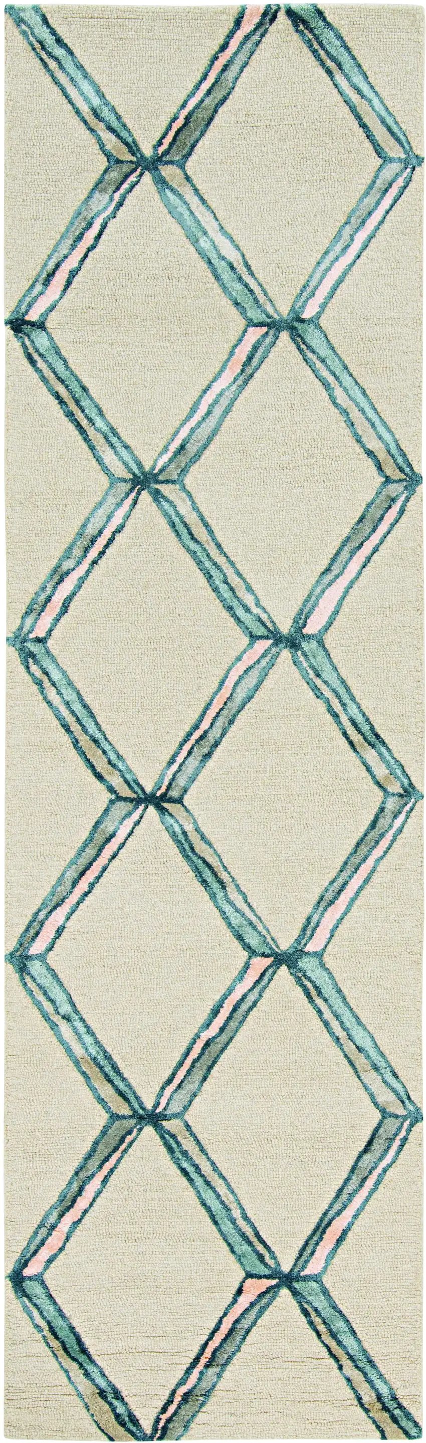 8' Cream Wool Handmade Runner Rug Photo 2