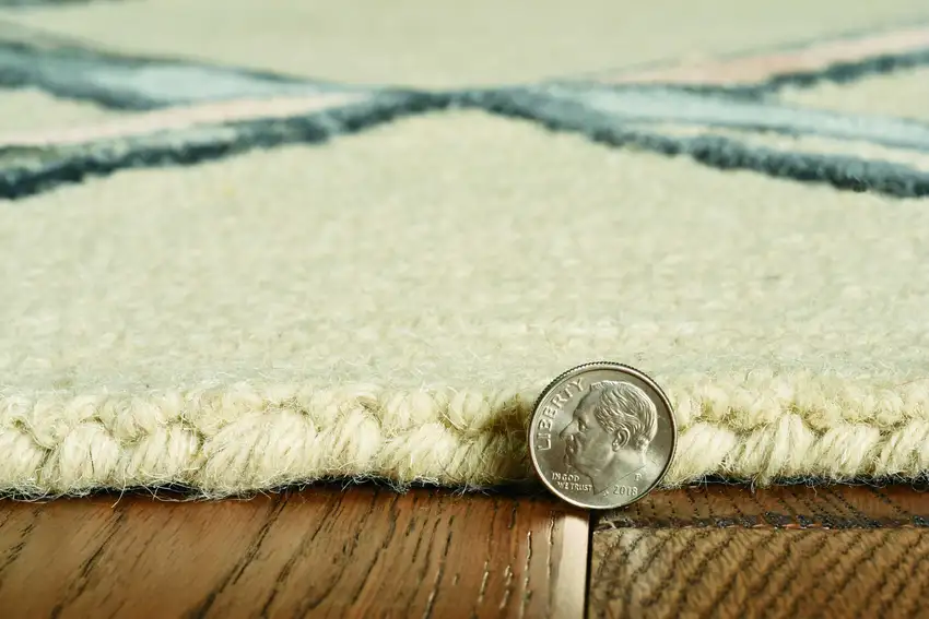 8' Cream Wool Handmade Runner Rug Photo 4
