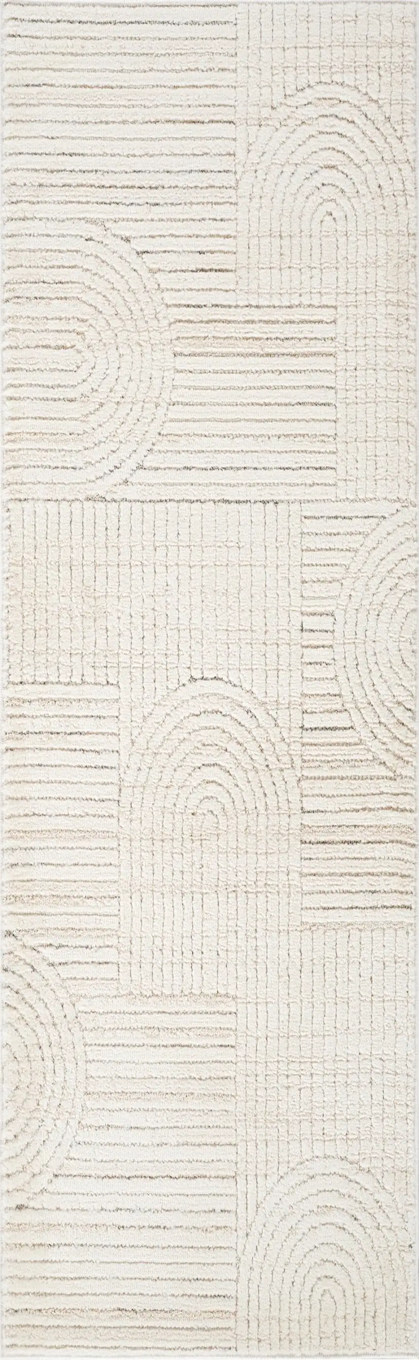 8' Cream and Beige Abstract Distressed Area Rug Photo 2