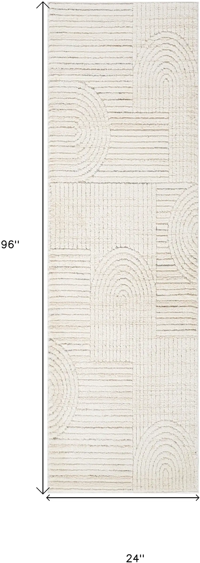 8' Cream and Beige Abstract Distressed Runner Rug Photo 4