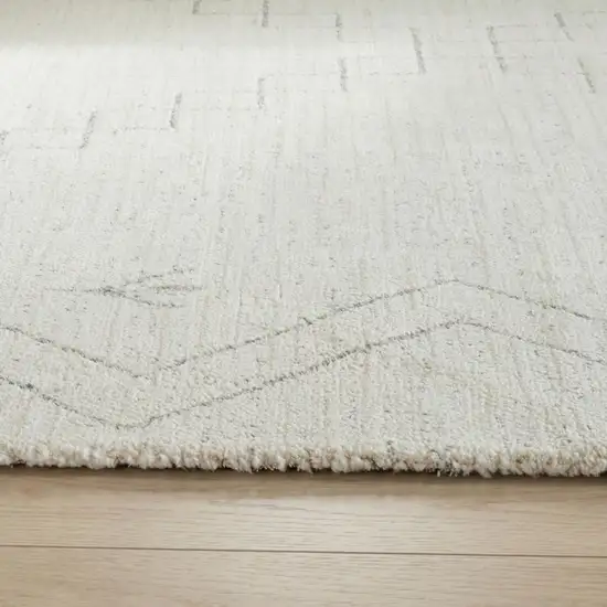 8' Cream And Beige Abstract Distressed Runner Rug Photo 4