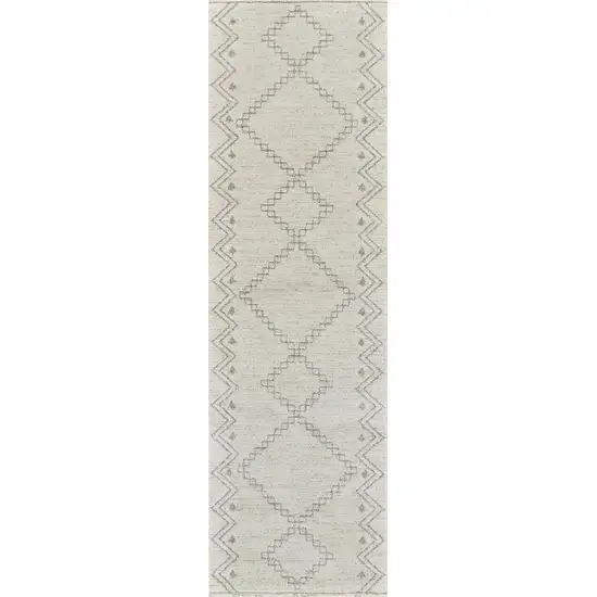 8' Cream And Beige Abstract Distressed Runner Rug Photo 5