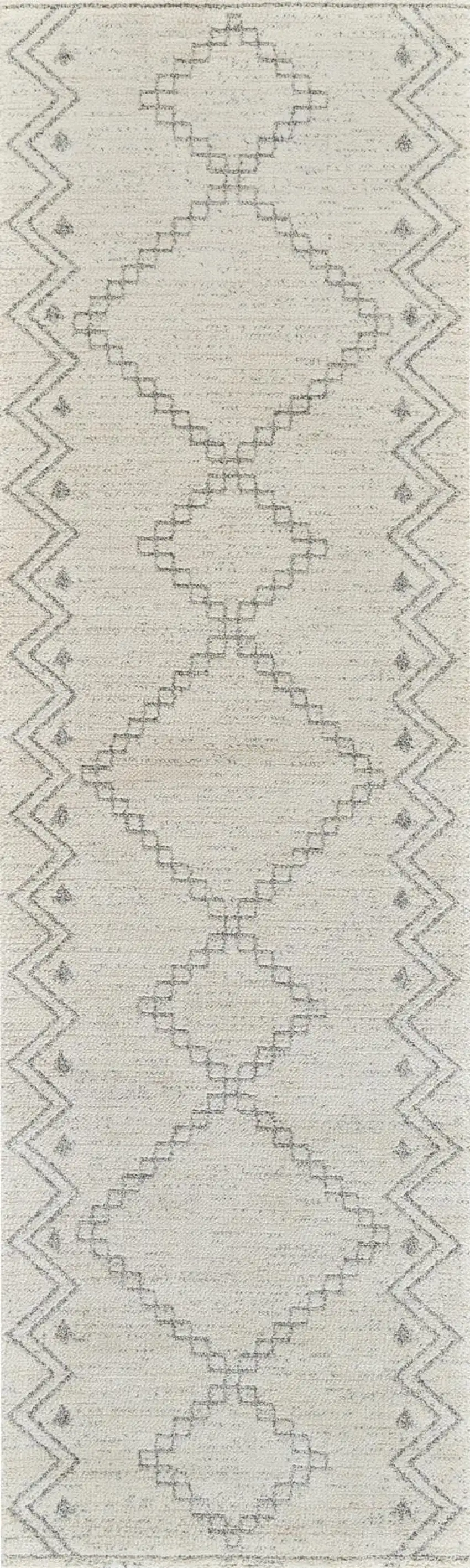 8' Cream And Beige Abstract Distressed Runner Rug Photo 5