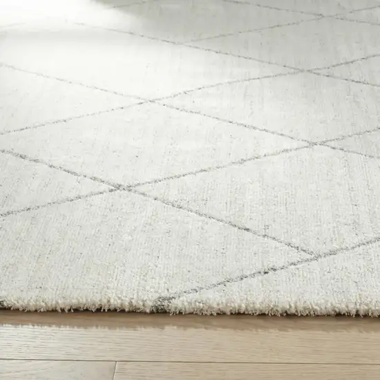 8' Cream And Beige Abstract Distressed Runner Rug Photo 4