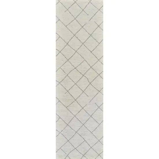 8' Cream And Beige Abstract Distressed Runner Rug Photo 5