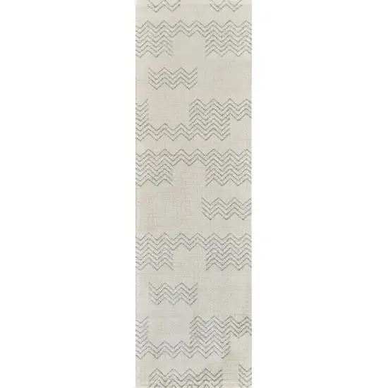 8' Cream And Beige Abstract Distressed Runner Rug Photo 5