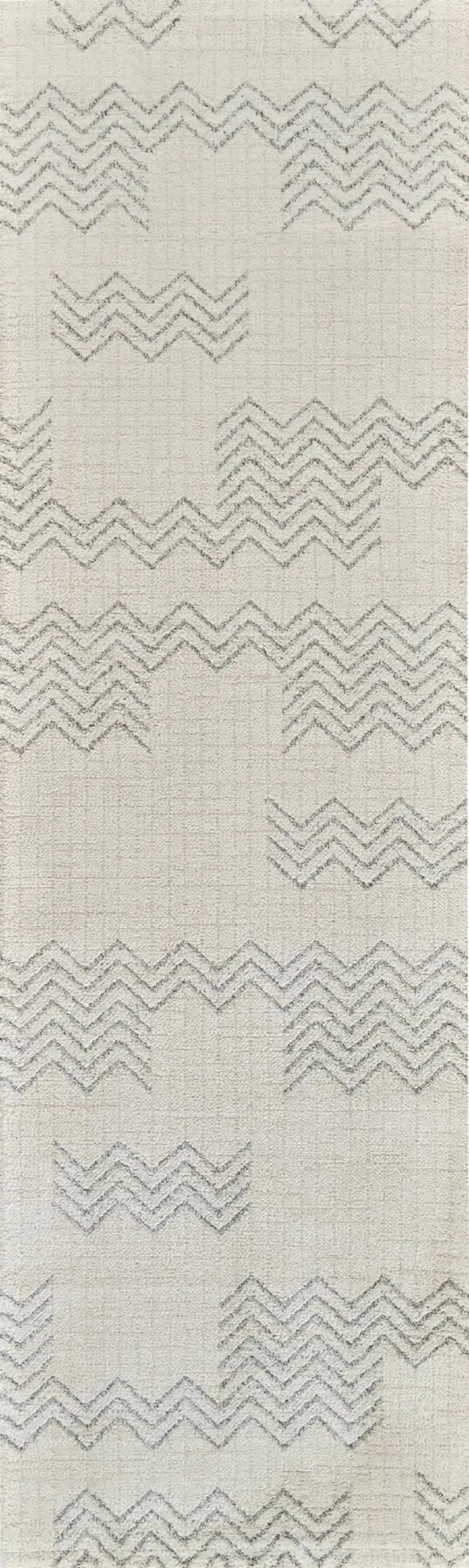 8' Cream And Beige Abstract Distressed Runner Rug Photo 5