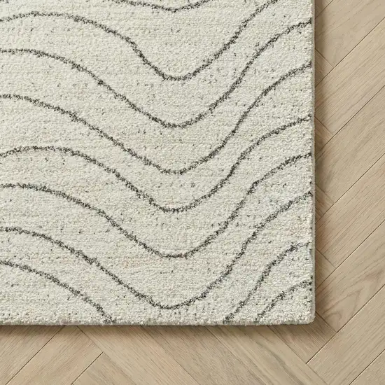 8' Cream and Beige Abstract Non Skid Runner Rug Photo 3