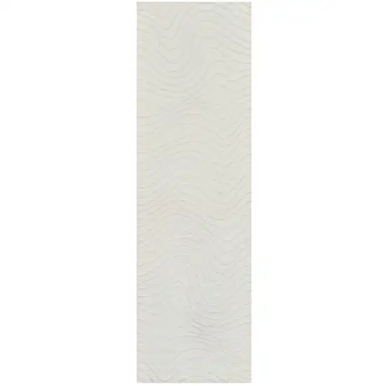 8' Cream and Beige Abstract Non Skid Runner Rug Photo 2