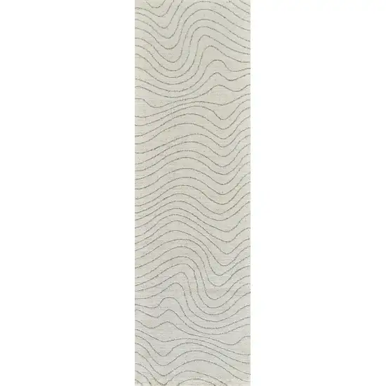 8' Cream and Beige Abstract Non Skid Runner Rug Photo 4