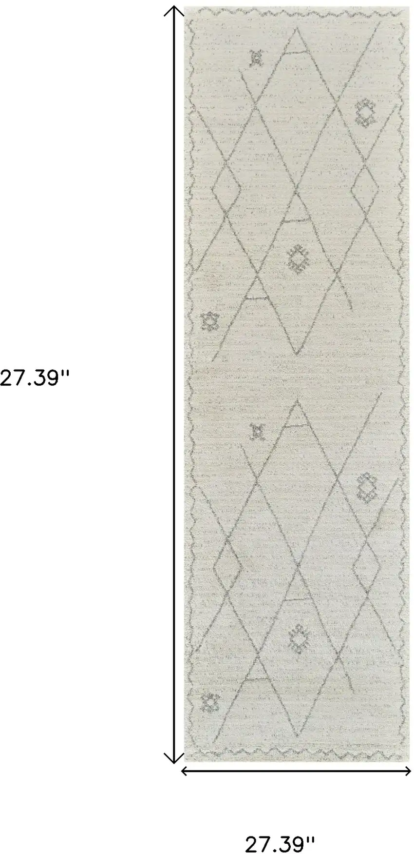 8' Cream and Beige Abstract Non Skid Runner Rug Photo 6
