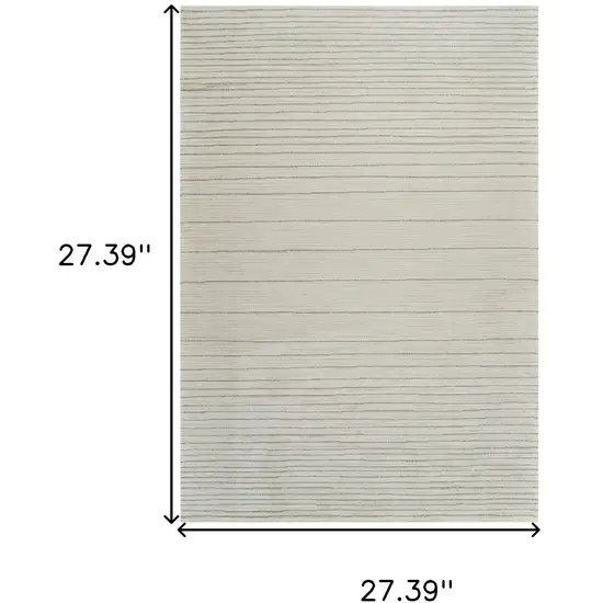 8' Cream and Beige Abstract Non Skid Runner Rug Photo 4