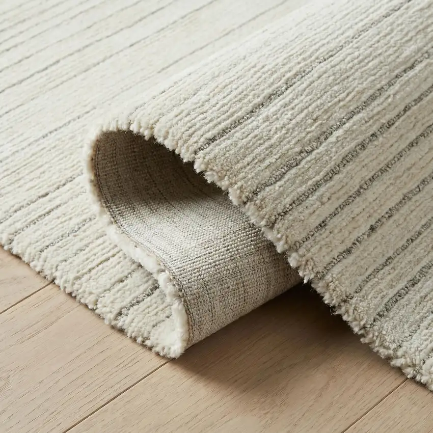 8' Cream and Beige Abstract Non Skid Runner Rug Photo 6
