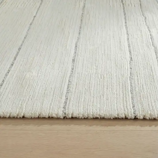8' Cream and Beige Abstract Non Skid Runner Rug Photo 4