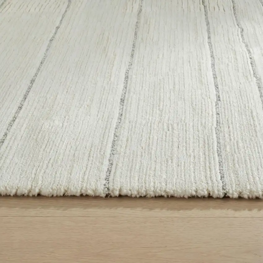8' Cream and Beige Abstract Non Skid Runner Rug Photo 4