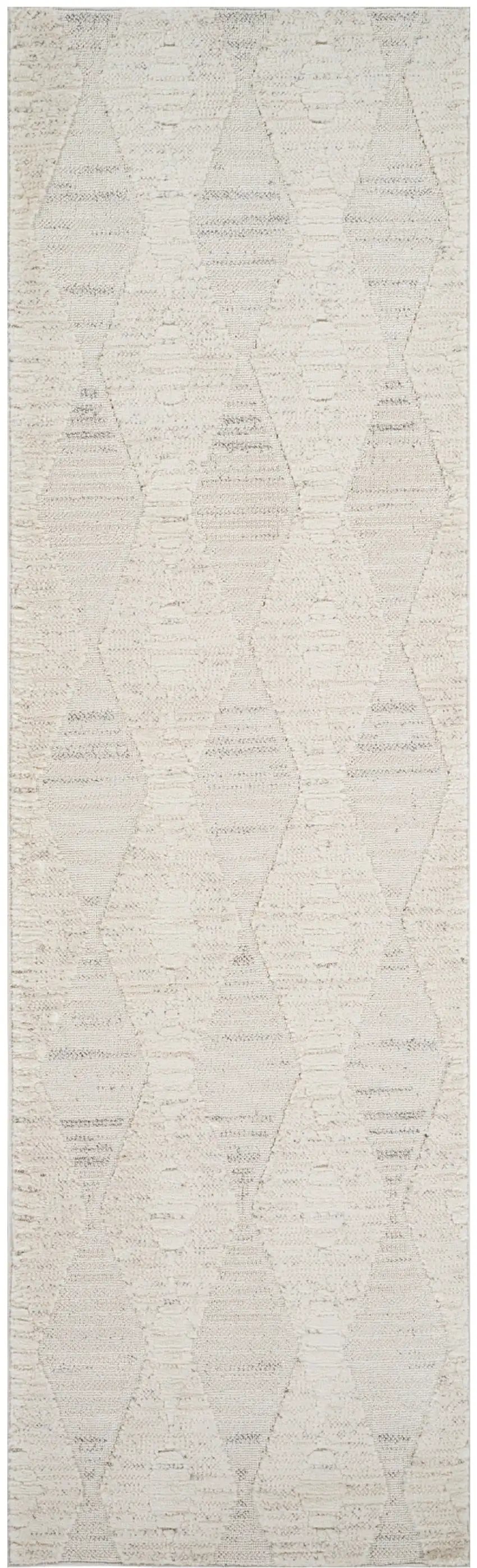 8' Cream and Beige Geometric Distressed Area Rug Photo 2
