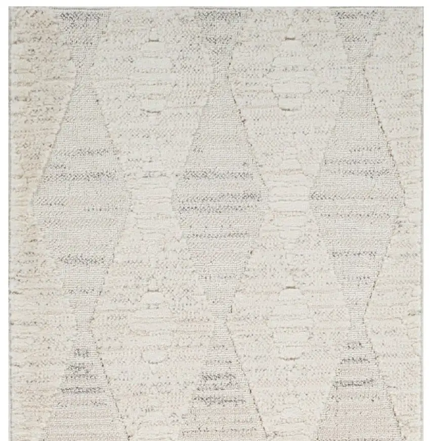 8' Cream and Beige Geometric Distressed Area Rug Photo 4