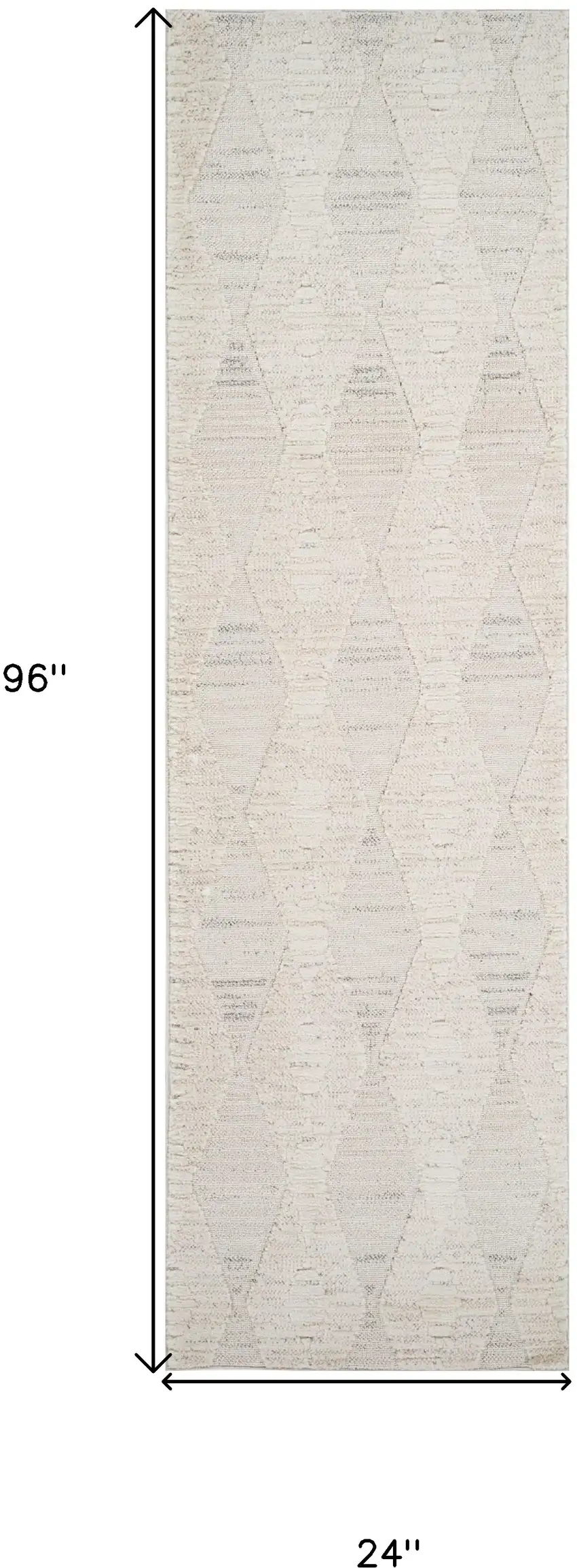 8' Cream and Beige Geometric Distressed Runner Rug Photo 3