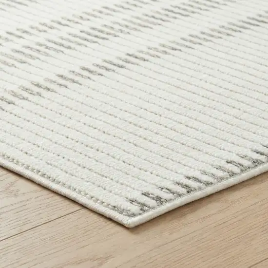 10' Cream and Beige Striped Distressed Indoor Outdoor Runner Rug Photo 3