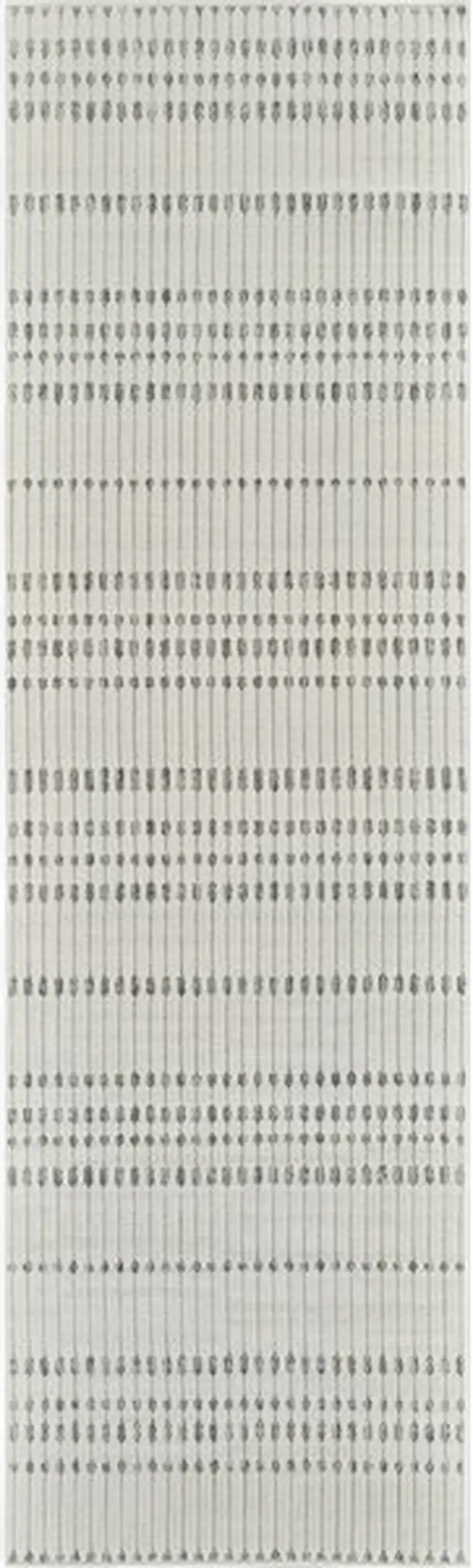 8' Cream and Beige Striped Distressed Indoor Outdoor Runner Rug Photo 2