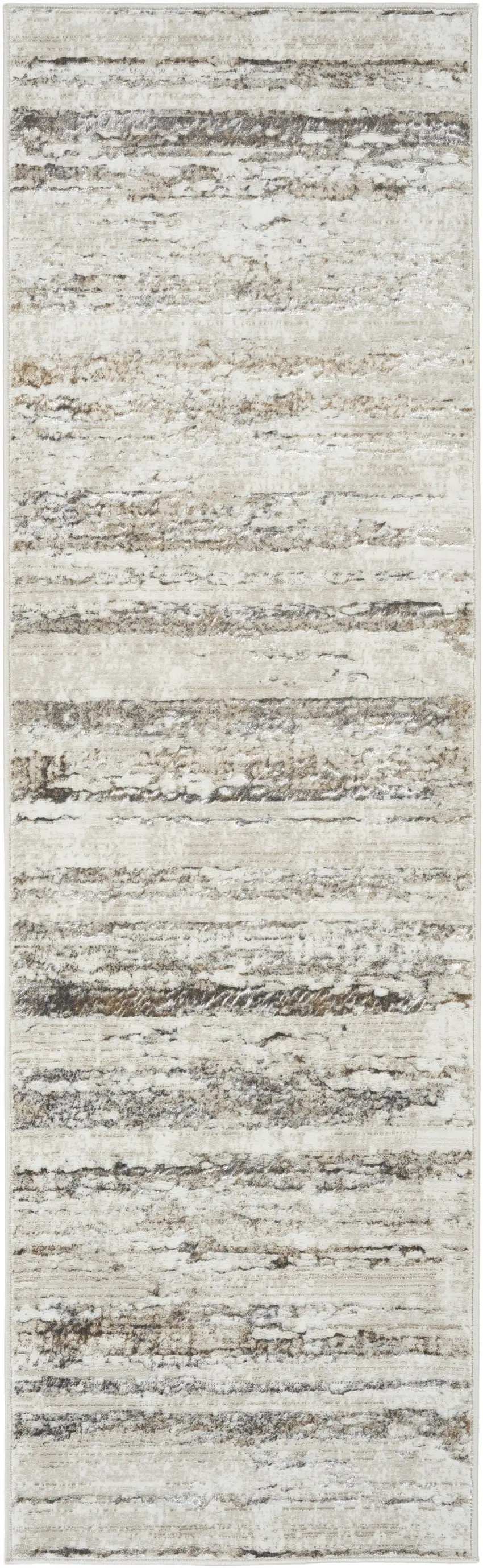 8' Cream and Gray Abstract Non Skid Runner Rug Photo 2
