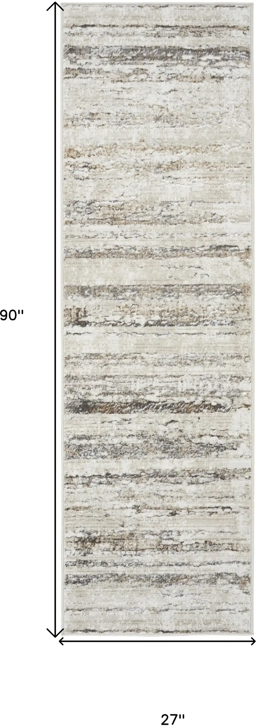8' Cream and Gray Abstract Non Skid Runner Rug Photo 3
