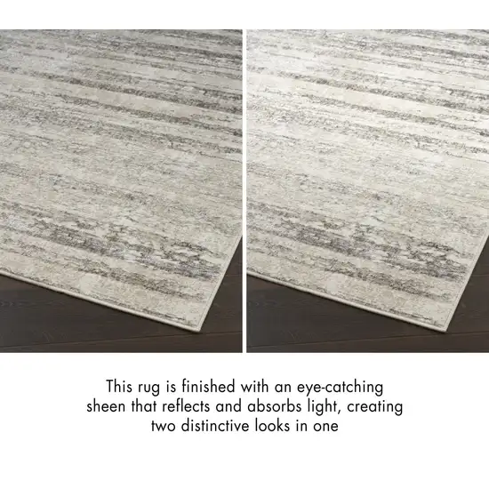 8' Cream and Gray Abstract Non Skid Runner Rug Photo 6