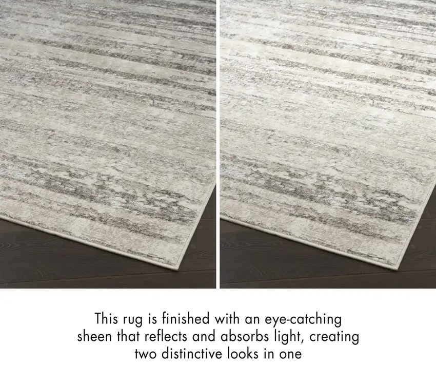 8' Cream and Gray Abstract Non Skid Runner Rug Photo 6