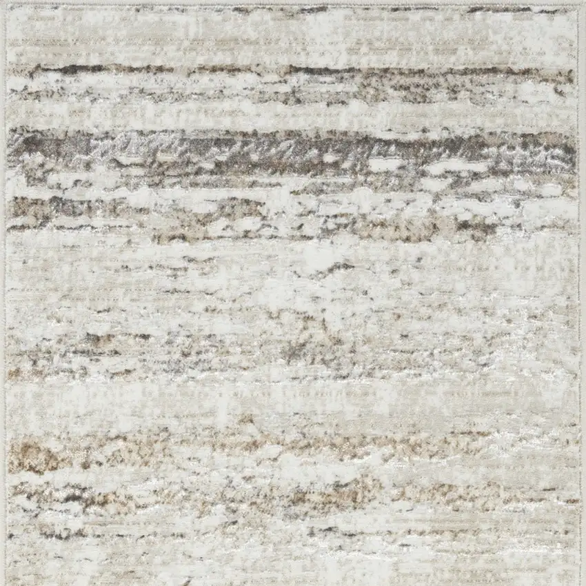 8' Cream and Gray Abstract Non Skid Runner Rug Photo 7