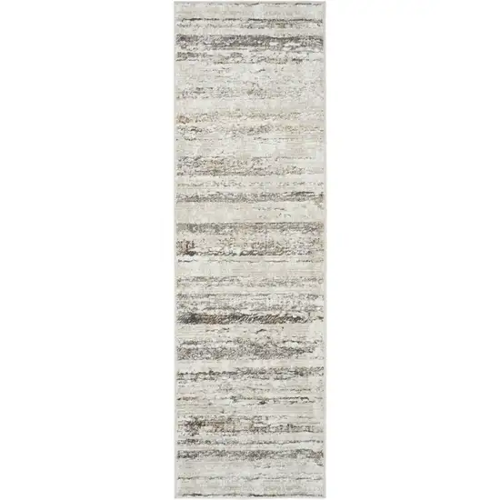 8' Cream and Gray Abstract Non Skid Runner Rug Photo 1