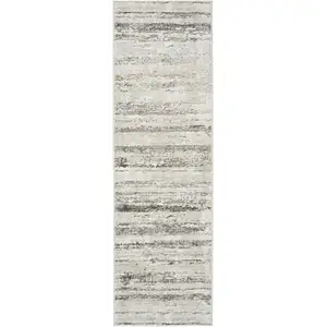 Photo of 8' Cream and Gray Abstract Non Skid Runner Rug