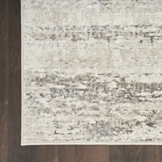 8' Cream and Gray Abstract Non Skid Runner Rug Photo 8