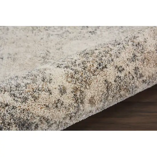 8' Cream and Gray Floral Distressed Runner Rug Photo 6