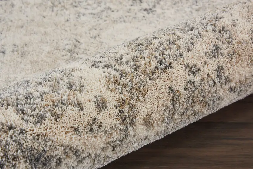 8' Cream and Gray Floral Distressed Runner Rug Photo 9