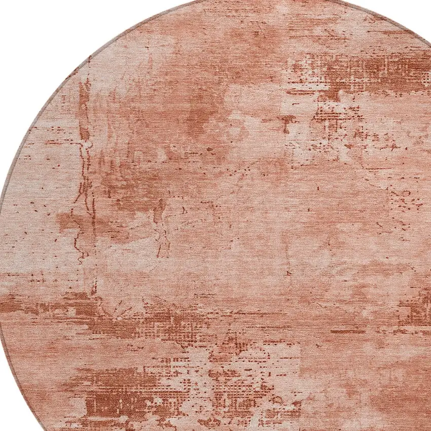 8' Crimson And Ivory Round Abstract Washable Indoor Outdoor Area Rug Photo 5