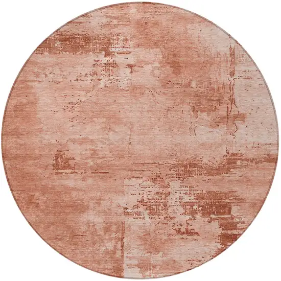 8' Crimson And Ivory Round Abstract Washable Indoor Outdoor Area Rug Photo 6