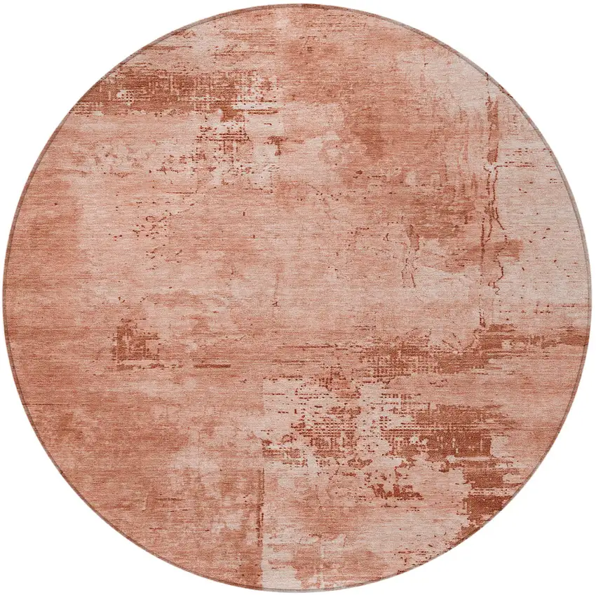 8' Crimson And Ivory Round Abstract Washable Indoor Outdoor Area Rug Photo 6