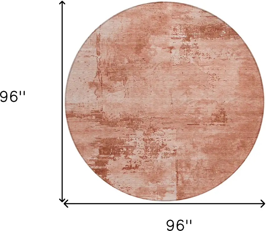8' Crimson And Ivory Round Abstract Washable Indoor Outdoor Area Rug Photo 9