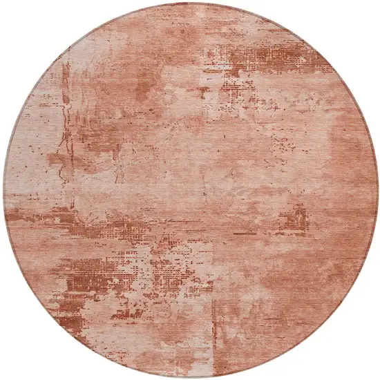8' Crimson And Ivory Round Abstract Washable Indoor Outdoor Area Rug Photo 2