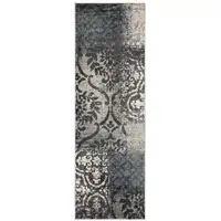 Photo of 10' Damask Distressed Stain Resistant Runner Rug